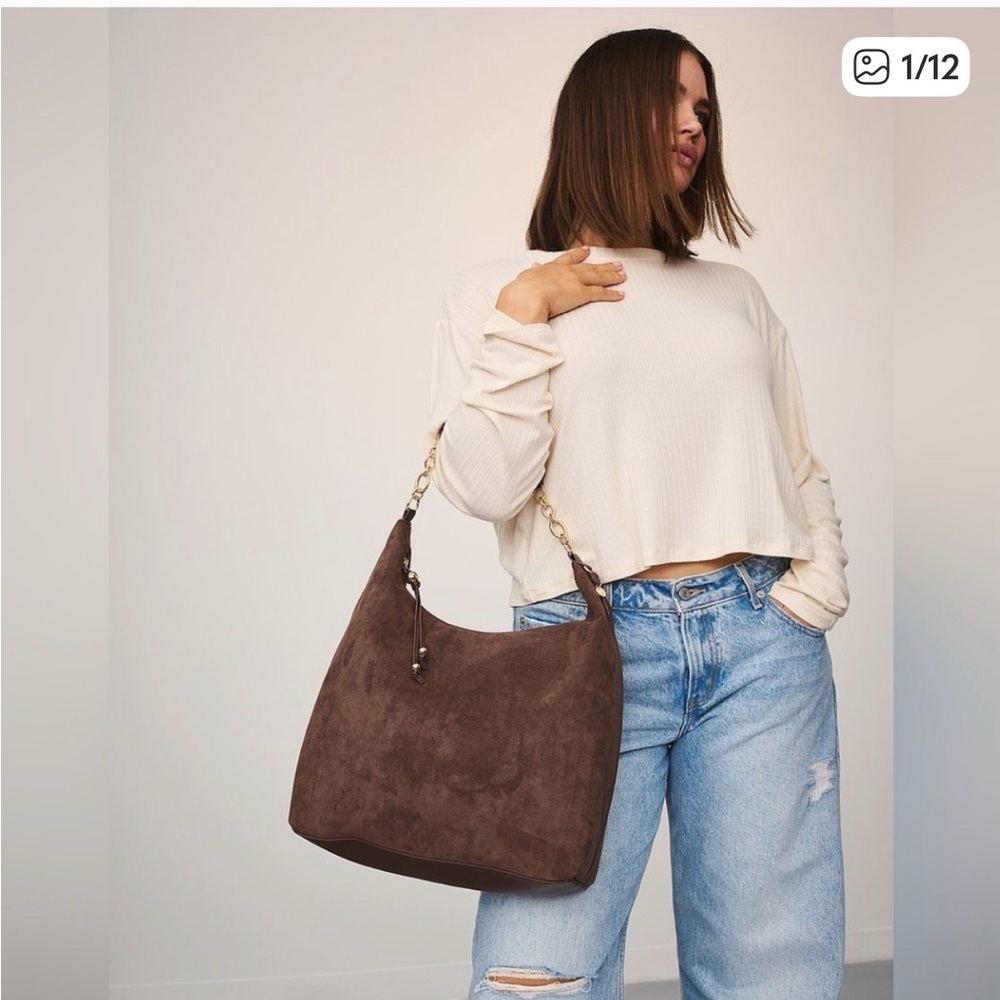 VS Brown Suede Hobo Shoulder Bag